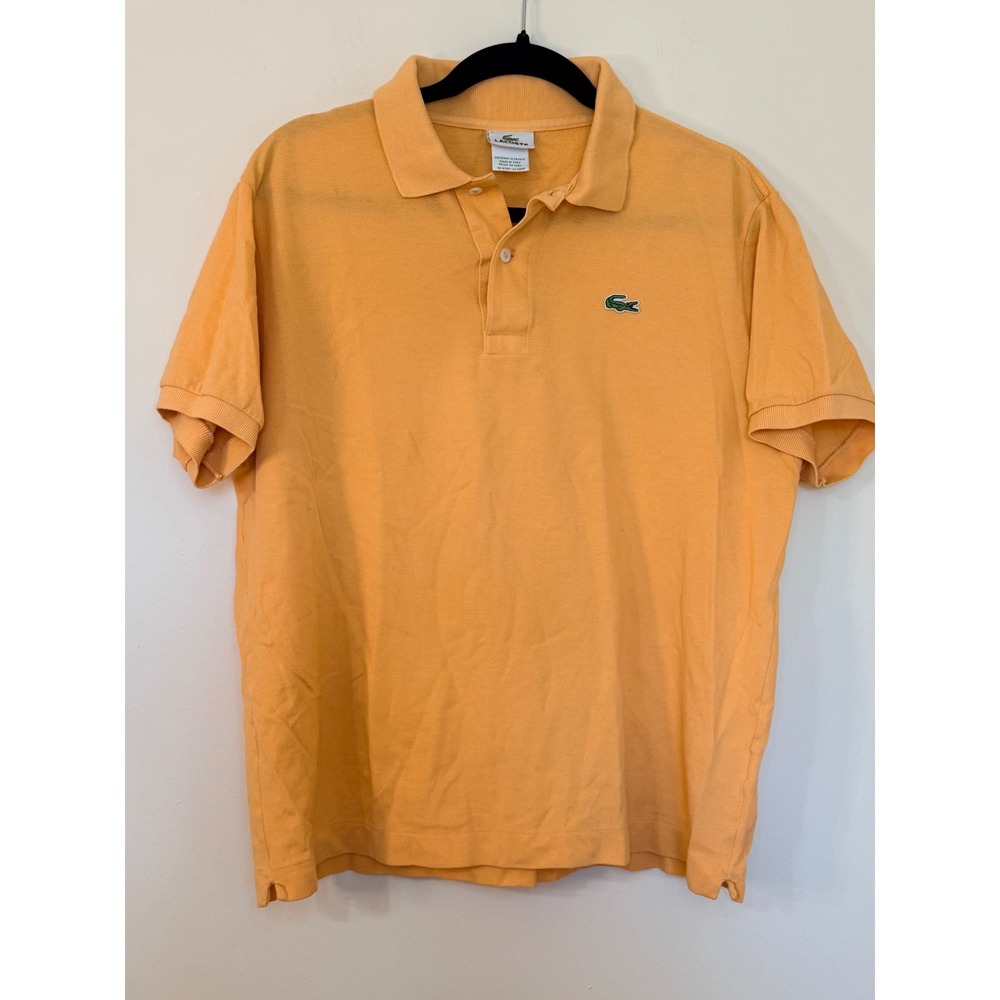 Lacoste Mens Orange Short Sleeve Pique Cotton Polo Shirt Size 6 XL 5191L